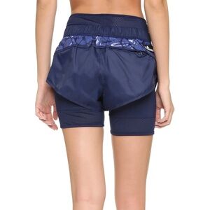 Stella McCartney Adidas Layered Running Shorts Mesh Reflective Coated Navy Blue